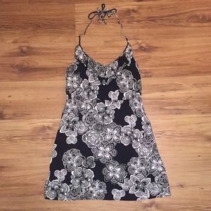 Black Floral Halter Dress